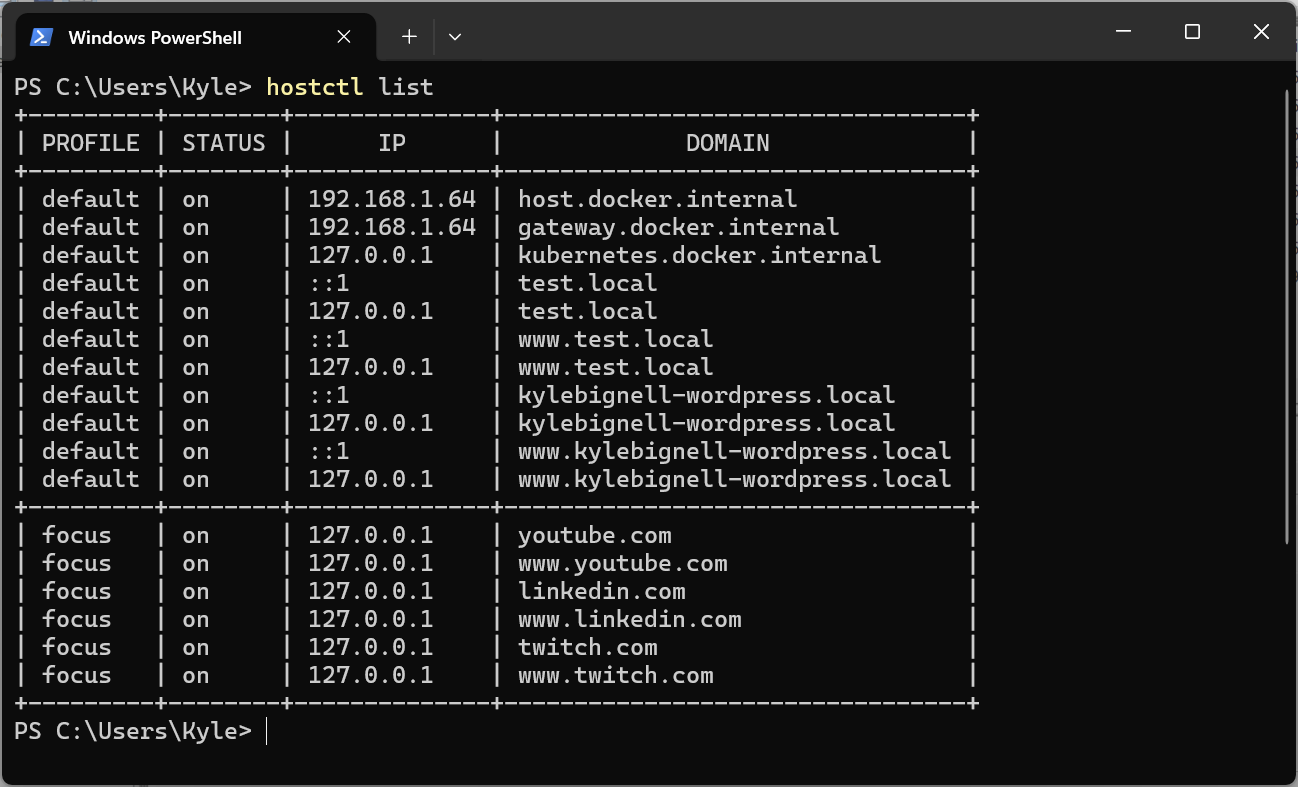 hostctl terminal example